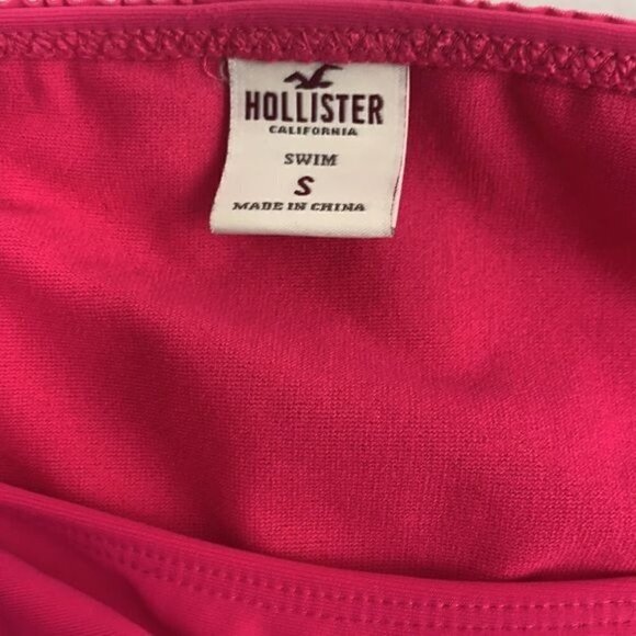 Hollister Ruffle Trim String Bikini Bottoms - Raspberry Pink, Size Small Juniors - Picture 3 of 4